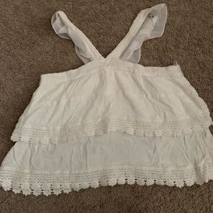White ruffled urban outfitters halter top
